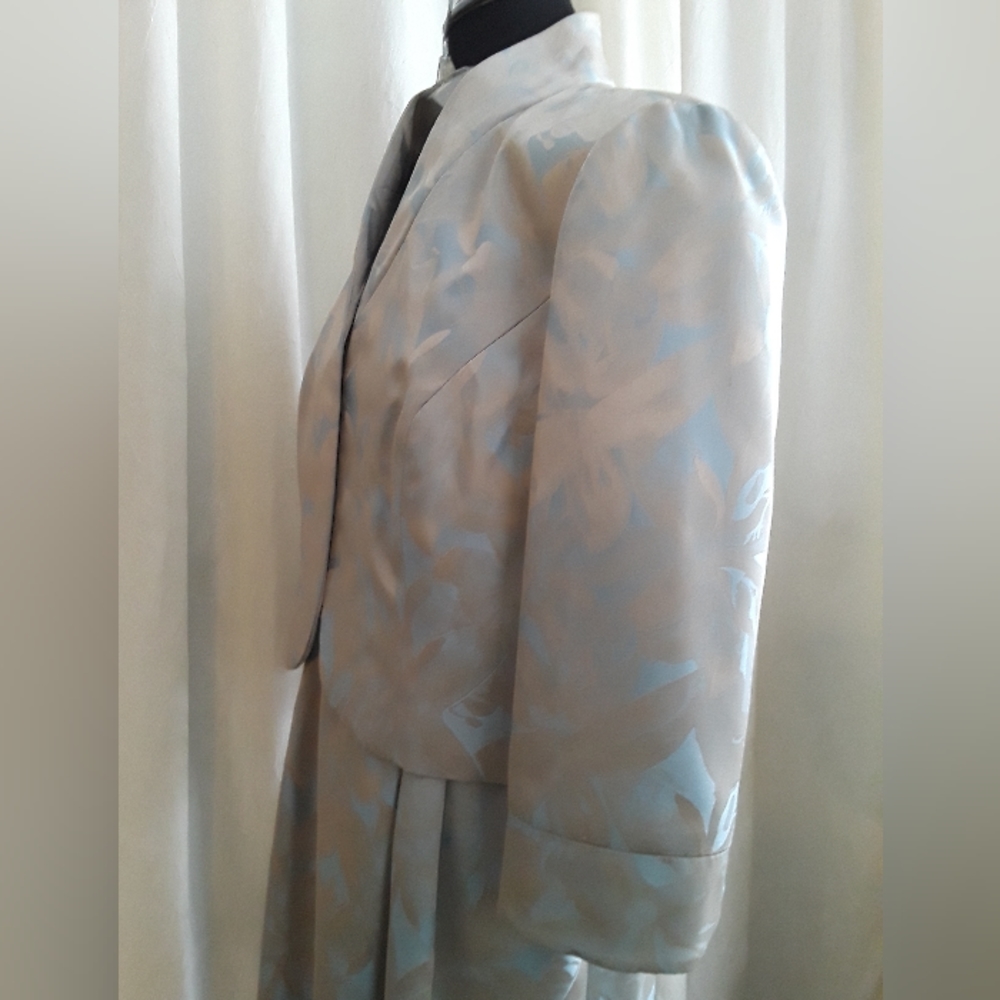 Vintage styled blue brocade sz14 Alex Evenings dress
